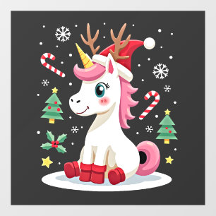 Kerst Eenhoorn Schattig Magisch Kerst Peuter Meisj Raamsticker