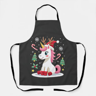 Kerst Eenhoorn Schattig Magisch Kerst Peuter Meisj Schort