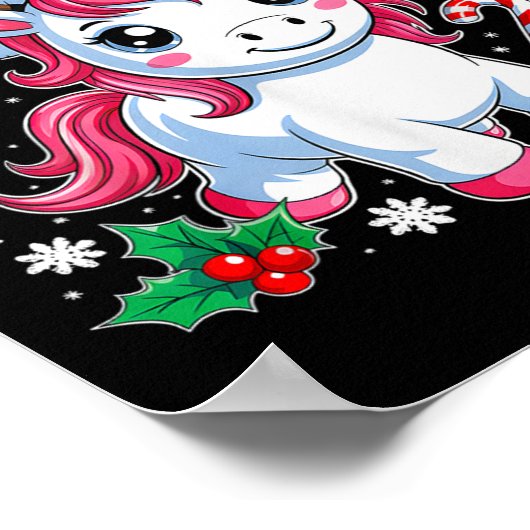 Kerst Eenhoorn Schattige Magische Xmas Peuter Meis Poster (Hoek)