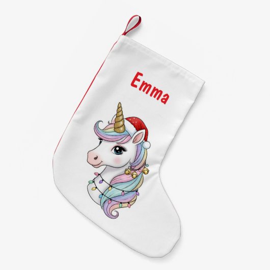 Kerst Eenhoorn Stocking Kleine Kerstsok (Voorkant (Hangend))