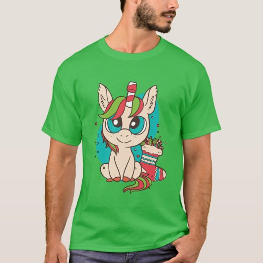Kerst Eenhoorn T-shirt (Voorkant)