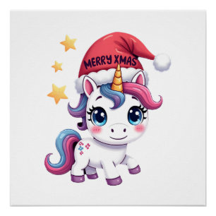 Kerst Eenhoorn T-shirt (2) Perfect Poster