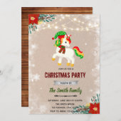 Kerst eenhoorn uitnodiging (Voorkant / Achterkant)