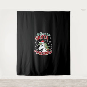 Kerst Eenhoorns Geloven In De Kerstman En Eenhoorn Wandkleed