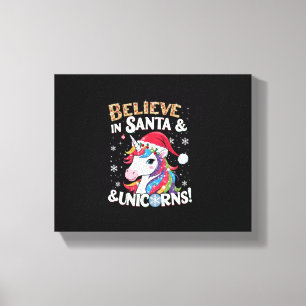 Kerst- Eenhoorns geloven in Kerstman & Eenhoorns! Canvas Afdruk