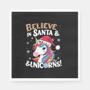 Kerst- Eenhoorns geloven in Kerstman & Eenhoorns! Servet