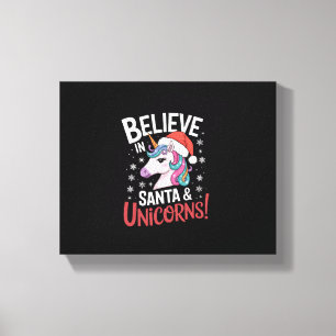 Kerst- Eenhoorns geloven in Sinterklaas & Eenhoorn Canvas Afdruk