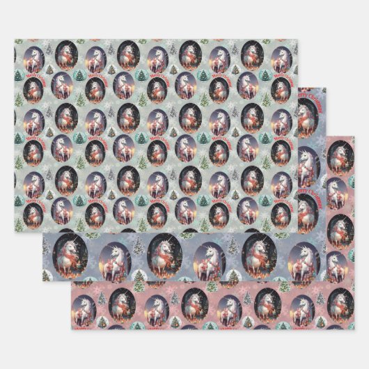 Kerst Eenhoorn's Inpakpapier Vel (Set)