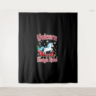 Kerst Eenhoorns Sleigh Ride Merry Christmas San Wandkleed