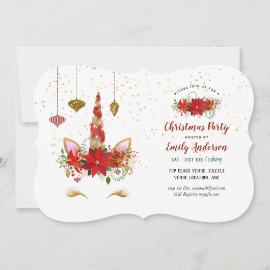 Kerst Eenhoring Gezicht Uitnodigingen ELK EVENEMEN (Voorkant)