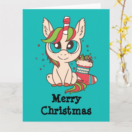 Kerst Eenhoring Kaart (Gele Bloem)