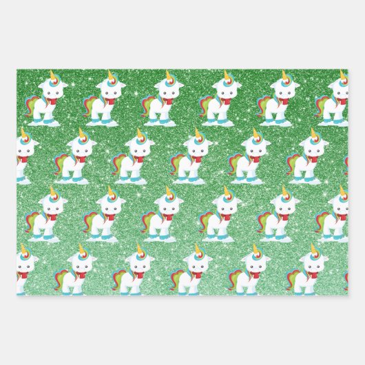 Kerst Eenhoring Pret Patroon Inpakpapier Vel (Voorkant 2)