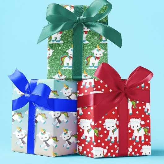 Kerst Eenhoring Pret Patroon Inpakpapier Vel