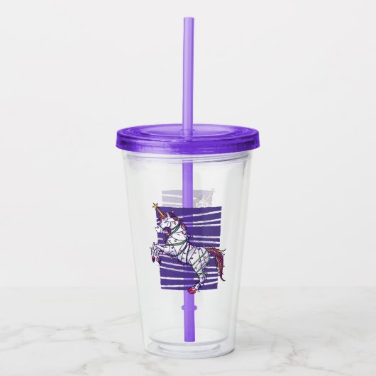 Kerst Eenhorn Acryl Drinkbeker (Voorkant)