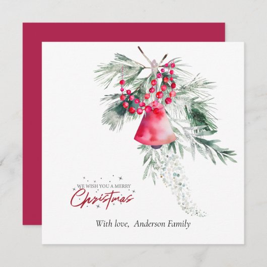 Kerst Eenvoudig groen ontwerp Bijbel Verse Flat Feestdagenkaart (Voorkant / Achterkant)