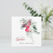 Kerst Eenvoudig groen ontwerp Bijbel Verse Flat Feestdagenkaart (Staand voorkant)