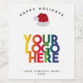 Kerst Eenvoudig Zakelijk Logo Kerstmannenhoed Wijn Etiket (Enkel label)