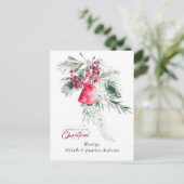 Kerst Eenvoudige Bell Groen Ontwerp Bijbel Verse Feestdagenkaart (Staand voorkant)