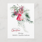 Kerst Eenvoudige Bell Groen Ontwerp Bijbel Verse Feestdagenkaart (Voorkant)