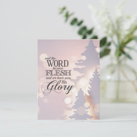 Kerst Eenvoudige Bomen Christelijk Bijbelvers plat Feestdagenkaart (Staand voorkant)