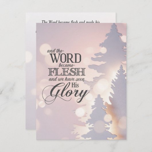 Kerst Eenvoudige Bomen Christelijk Bijbelvers plat Feestdagenkaart (Voorkant / Achterkant)