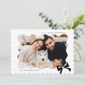 Kerst Eenvoudige Boog Zwart-wit Foto Feestdagenkaart (Staand voorkant)