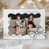 Kerst Eenvoudige Boog Zwart-wit Foto Feestdagenkaart