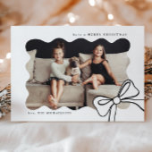 Kerst Eenvoudige Boog Zwart-wit Foto Feestdagenkaart