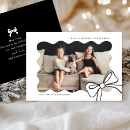 Kerst Eenvoudige Boog Zwart-wit Foto Feestdagenkaart