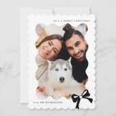 Kerst Eenvoudige Boog Zwart-wit Foto Feestdagenkaart (Voorkant)