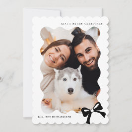 Kerst Eenvoudige Boog Zwart-wit Foto Feestdagenkaart