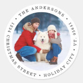 Kerst Eenvoudige Foto Moderne Ronde Terugkeer Adre Ronde Sticker (Voorkant)