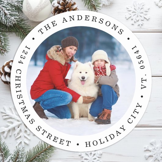 Kerst Eenvoudige Foto Moderne Ronde Terugkeer Adre Ronde Sticker