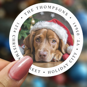 Kerst Eenvoudige Foto Rond Modern Retouradres Ronde Sticker