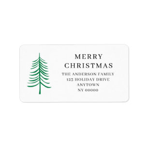 Kerst Eenvoudige Groene Moderne Boom Retouradres Etiket