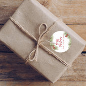 Kerst Eenvoudige Rode Holly Berries Pine Leaves Ronde Sticker