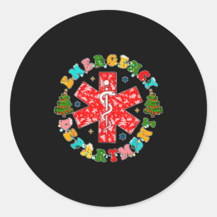 Kerst Eerste Hulp Afdeling Verpleegster Ronde Sticker