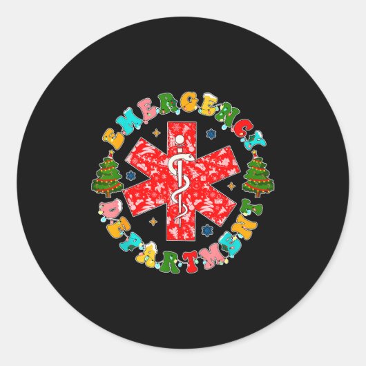 Kerst Eerste Hulp Afdeling Verpleegster Ronde Sticker (Voorkant)