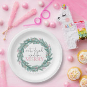 Kerst Eet Drink en Be Merry Friendsmas Party Papieren Bordje (Feest)