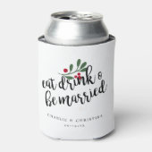 Kerst Eet Drink en Wees Getrouwd Kerstbessen Blikjeskoeler (Blikje Voorkant)