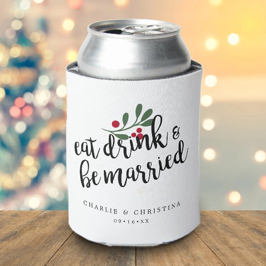 Kerst Eet Drink en Wees Getrouwd Kerstbessen Blikjeskoeler