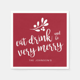 Kerst Eet Drink en wees heel vrolijk Persoonlijk Servet