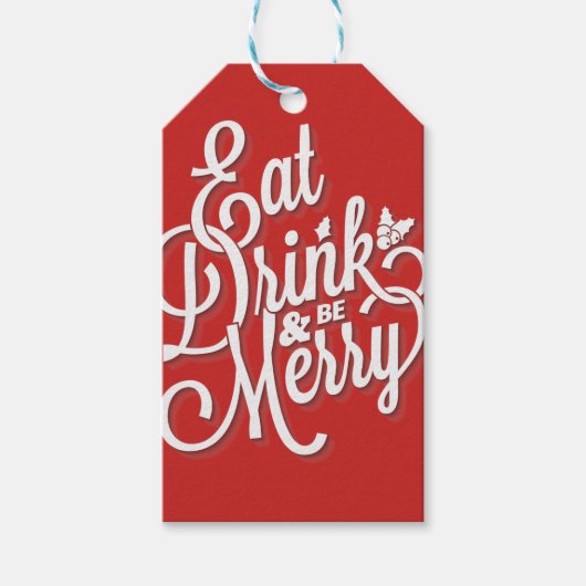 Kerst "eet drink en wees vrolijk" cadeaulabel (Voorkant)