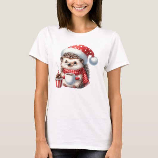 Kerst egel met warme chocolade t-shirt (Voorkant)