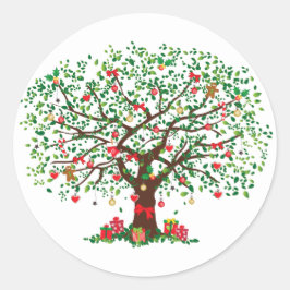 Kerst Eiken Boom met Cadeaus Ronde Sticker