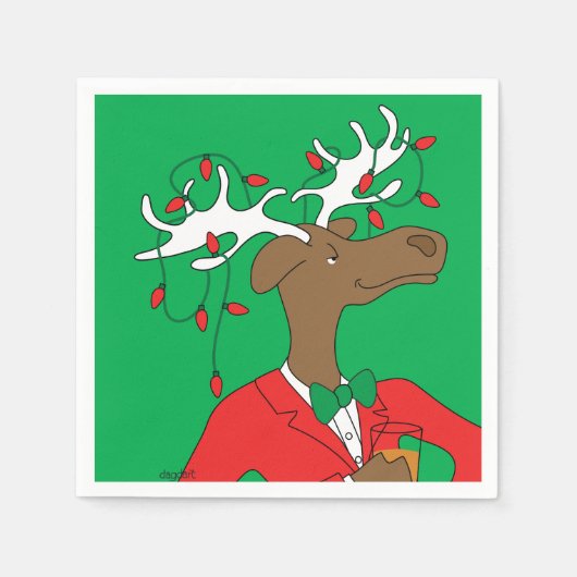 Kerst eland cocktail servet (Voorkant)