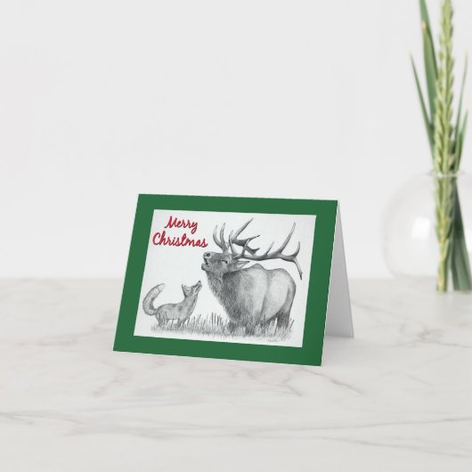 Kerst-Eland en Vos Kaart (Voorkant)