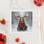 Kerst-Eland In een Besneeuwd Bos Servet (Insitu)