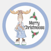Kerst-Eland in Pyjama met Cacao Ronde Sticker (Voorkant)