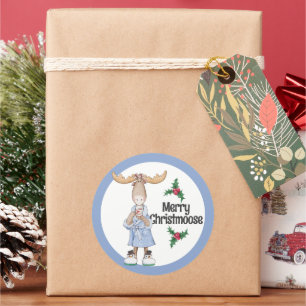 Kerst-Eland in Pyjama met Cacao Ronde Sticker
